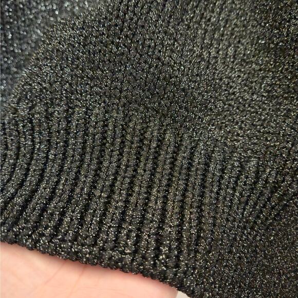 Lela Rose Metallic Black V-Neck Pullover Sweater Size XL Elevated Basic Chic - Picture 7 of 10